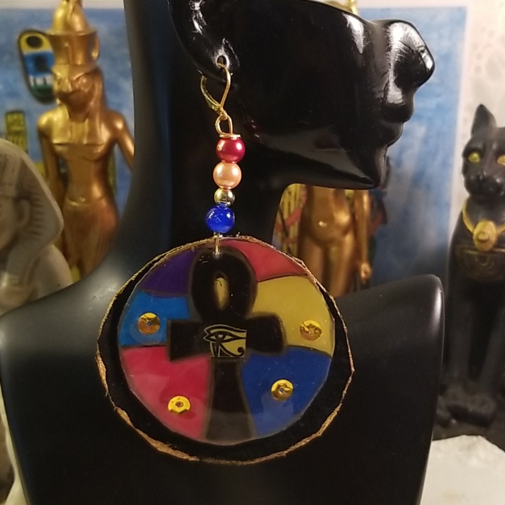 Ankhs paper/denim fabric jewelry earrings